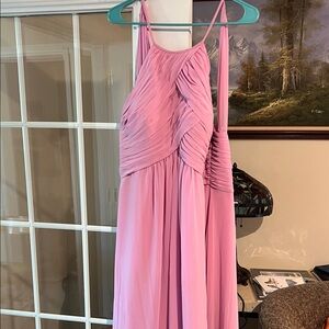 Elegant Pink Pleated Dress wore as a bridesmaid